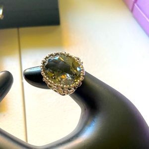 Large simulated Smokey quartz ring.